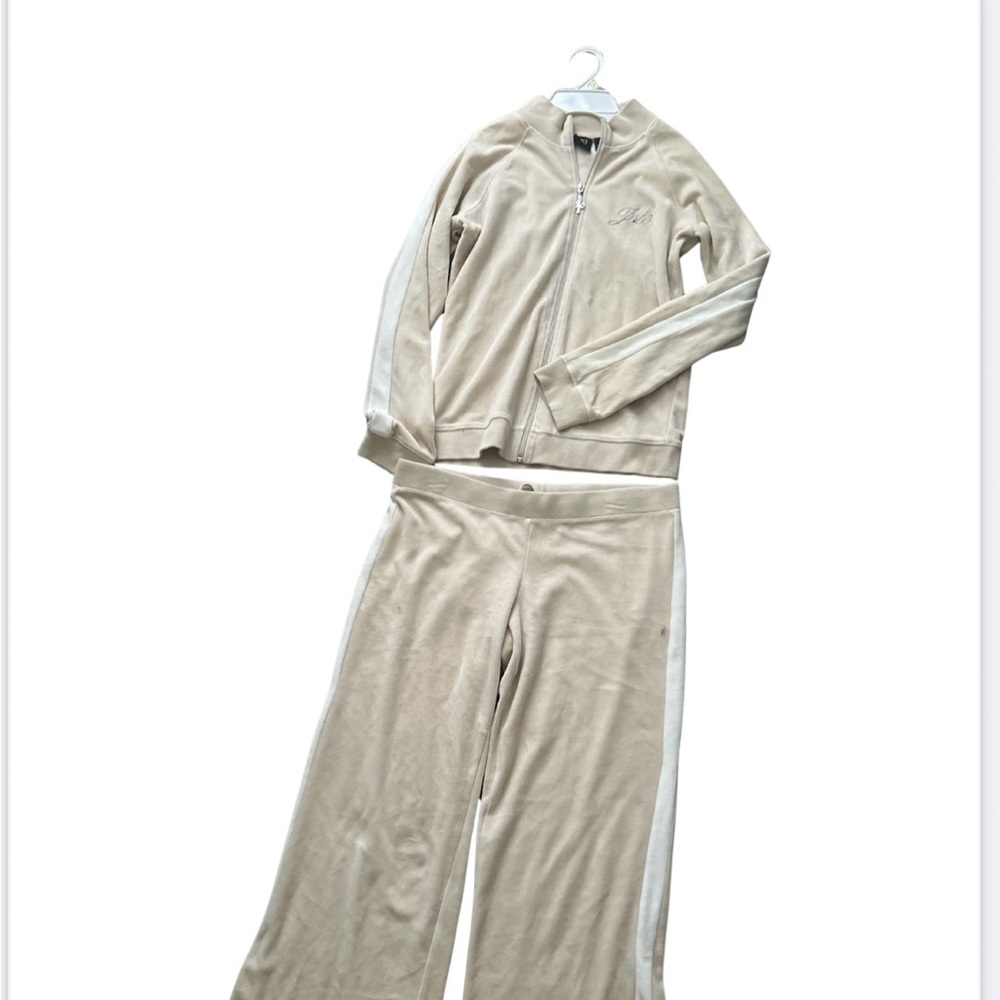Jennifer Lopez Cream Velour Tracksuit Set